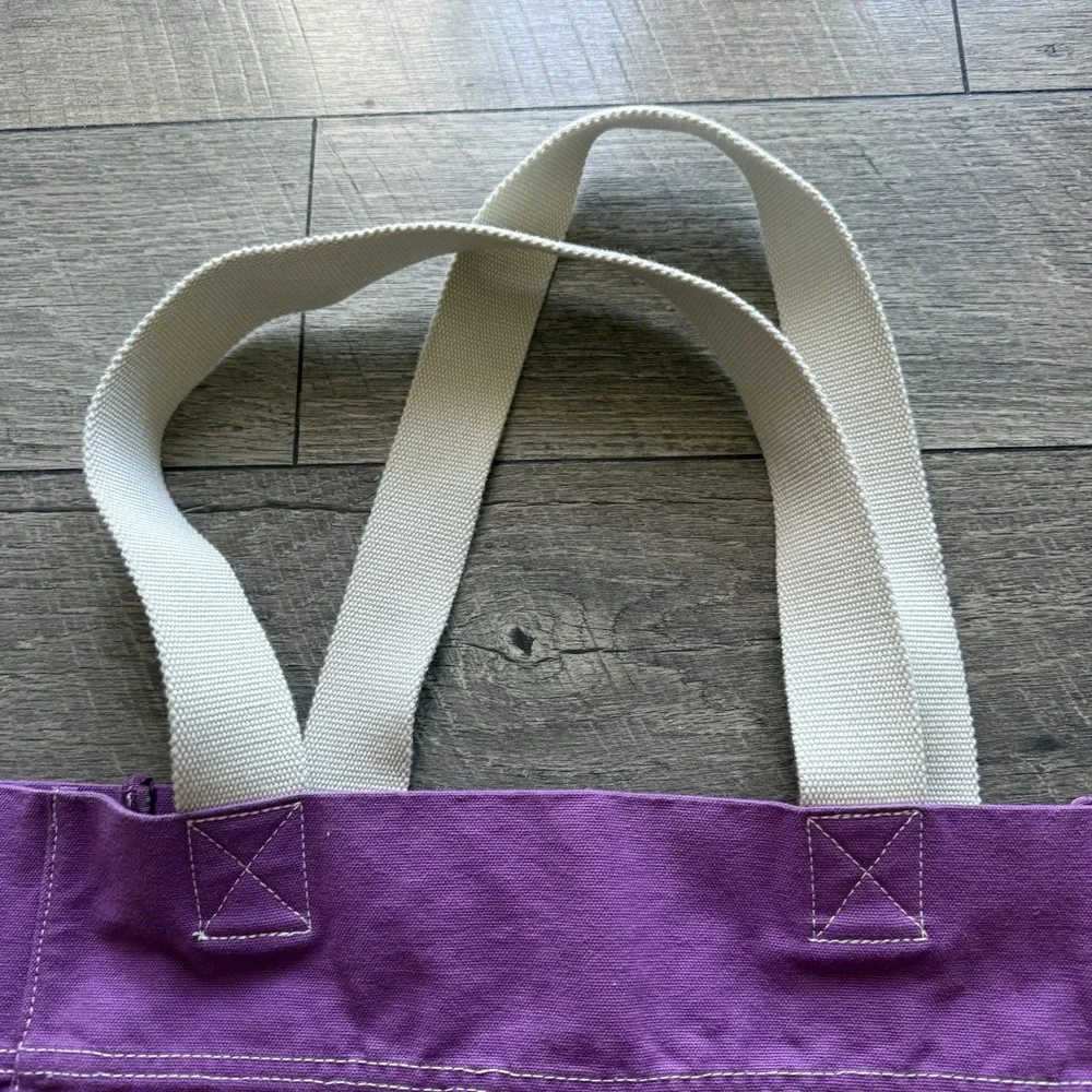 Vintage Disney World Mickey Mouse Silhouette Embroidered Canvas Tote‎ Bag Purple